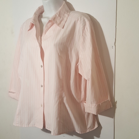 Hanna G. Shirt Pink White Stripe Button Size XL - Picture 3 of 7
